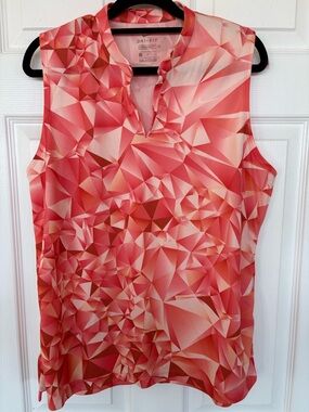 Nike Dri-FIT Sleeveless Golf Top Pink Geometric Print Size L